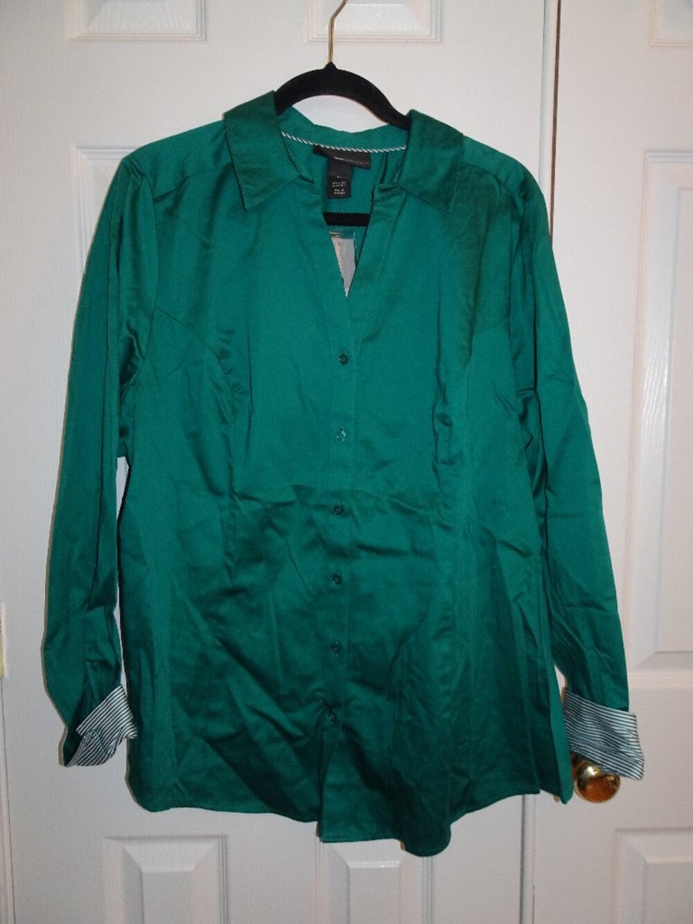Lane Bryant Plus Size Metallic Green Button Up Shirt